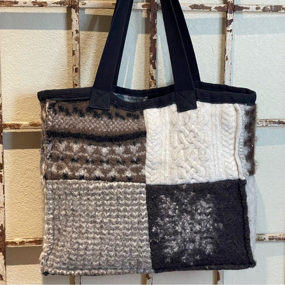 Sweater Wool Patchwork Tote Baabaazuzu - image 1